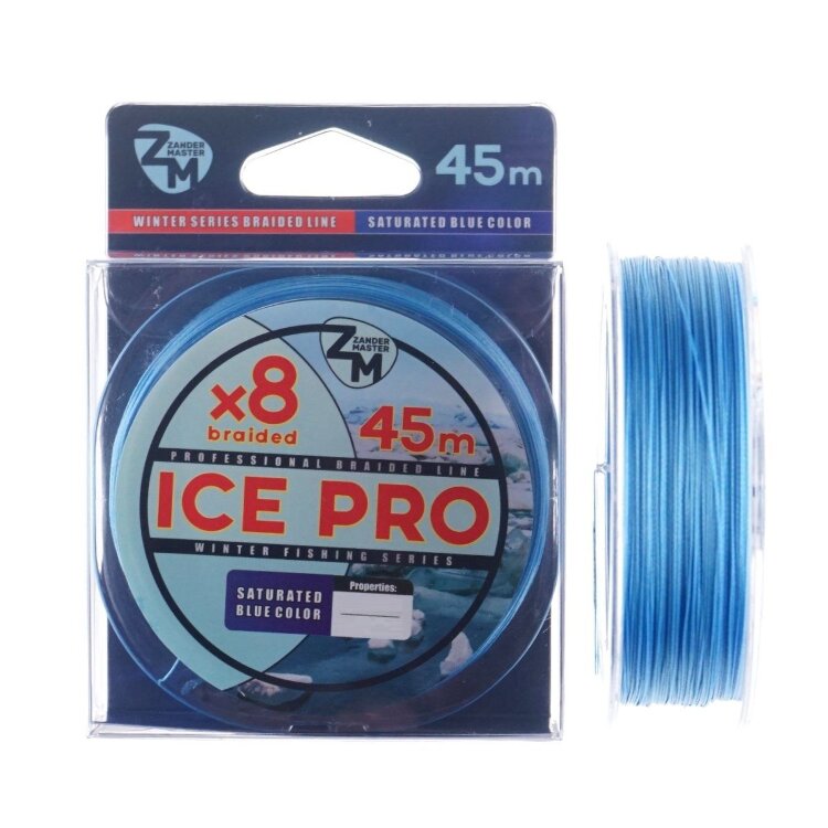 Шнур зимний Zander Master ICE Pro x8 0,10мм 45м (темно-голубой)