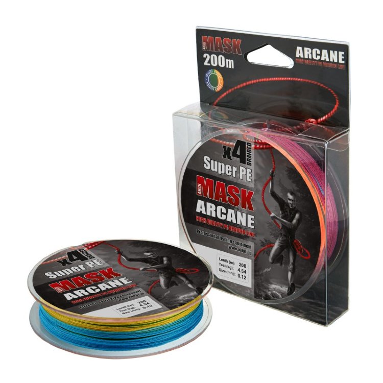 Плетеный шнур AKKOI Mask Arcane X4 200м, цв. multicolor, 0,14мм
