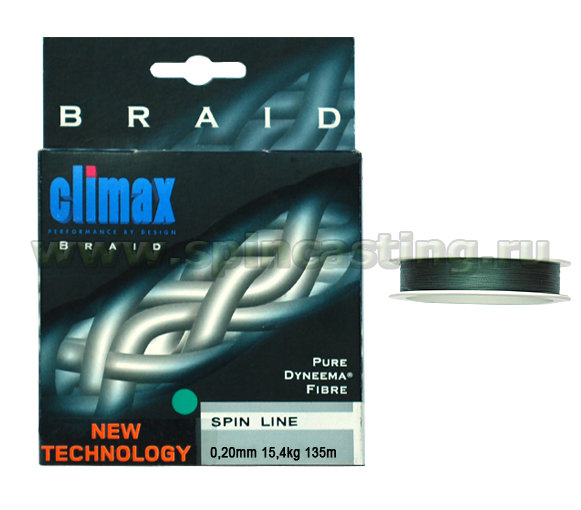 Леска плетеная Climax Spin Line BRAID 135 м, 0.20 мм, цв. Green