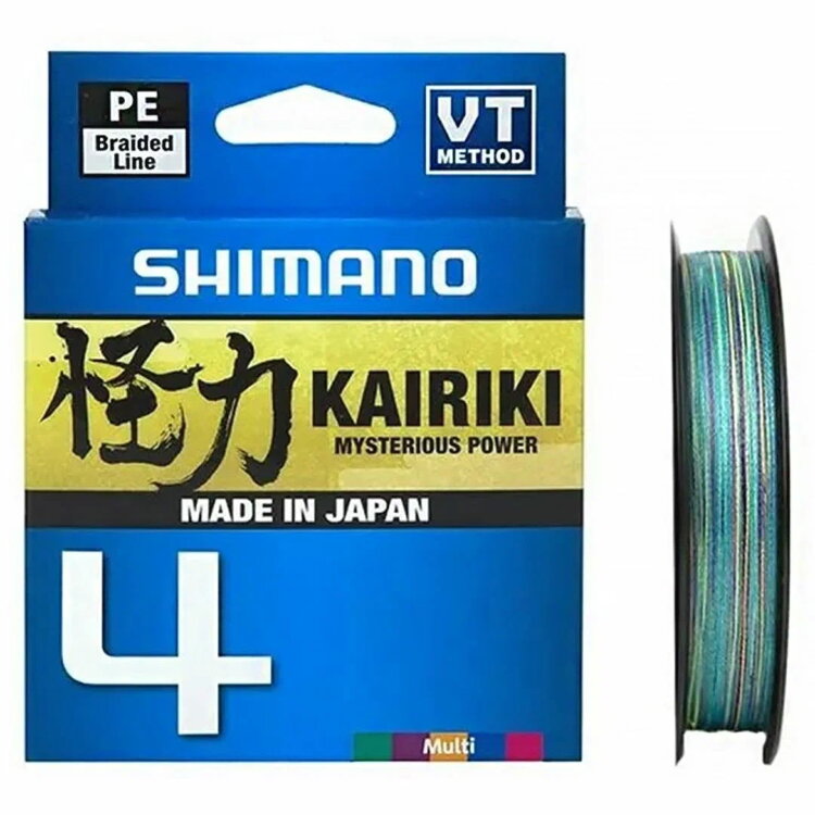 Леска плетеная Shimano Kairiki 4 PE 150 м, 0.13 мм, цв. Multicolor