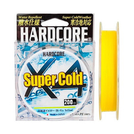 Плетеный шнур Duel Hardcore Super Cold X4 200m #1.2, цв. Hi-Vis Yellow