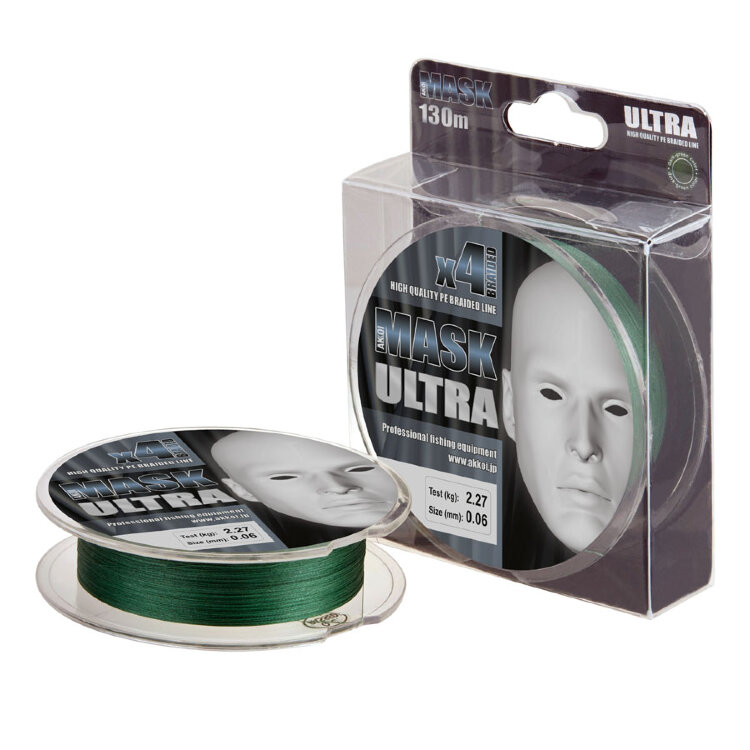 Плетеный шнур AKKOI Mask Ultra X4 130м, 0.20мм, цв. Green