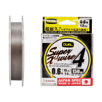 Плетеный шнур Duel PE Super X-Wire 4 150m #0.6, цв. Silver
